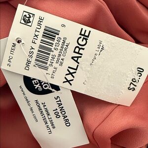 NWT State of Day Women Silky Pajama Set in Coral Pink size XXL